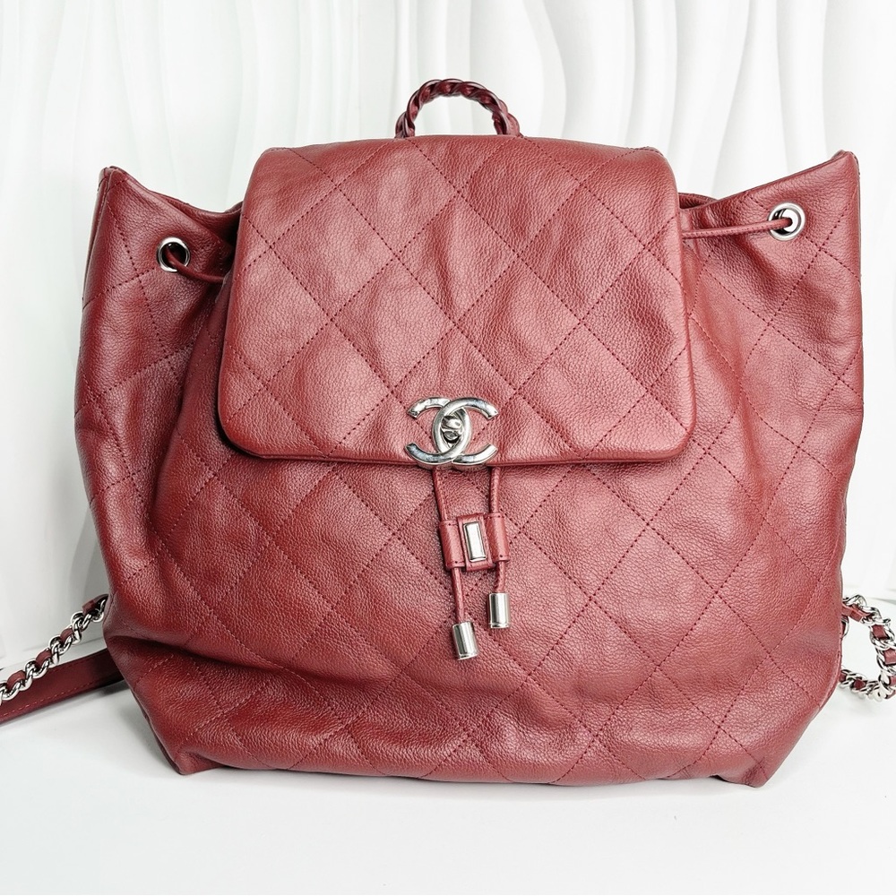 Chanel backpack cattle leather red